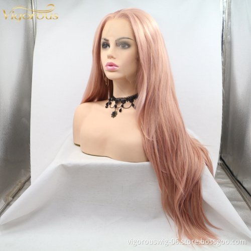 Mono Color Lace Front Wig Silky Straight Wave Long Curly Heat Resistant For Women Wigs Synthetic Fiber Lace Wig Middle Part